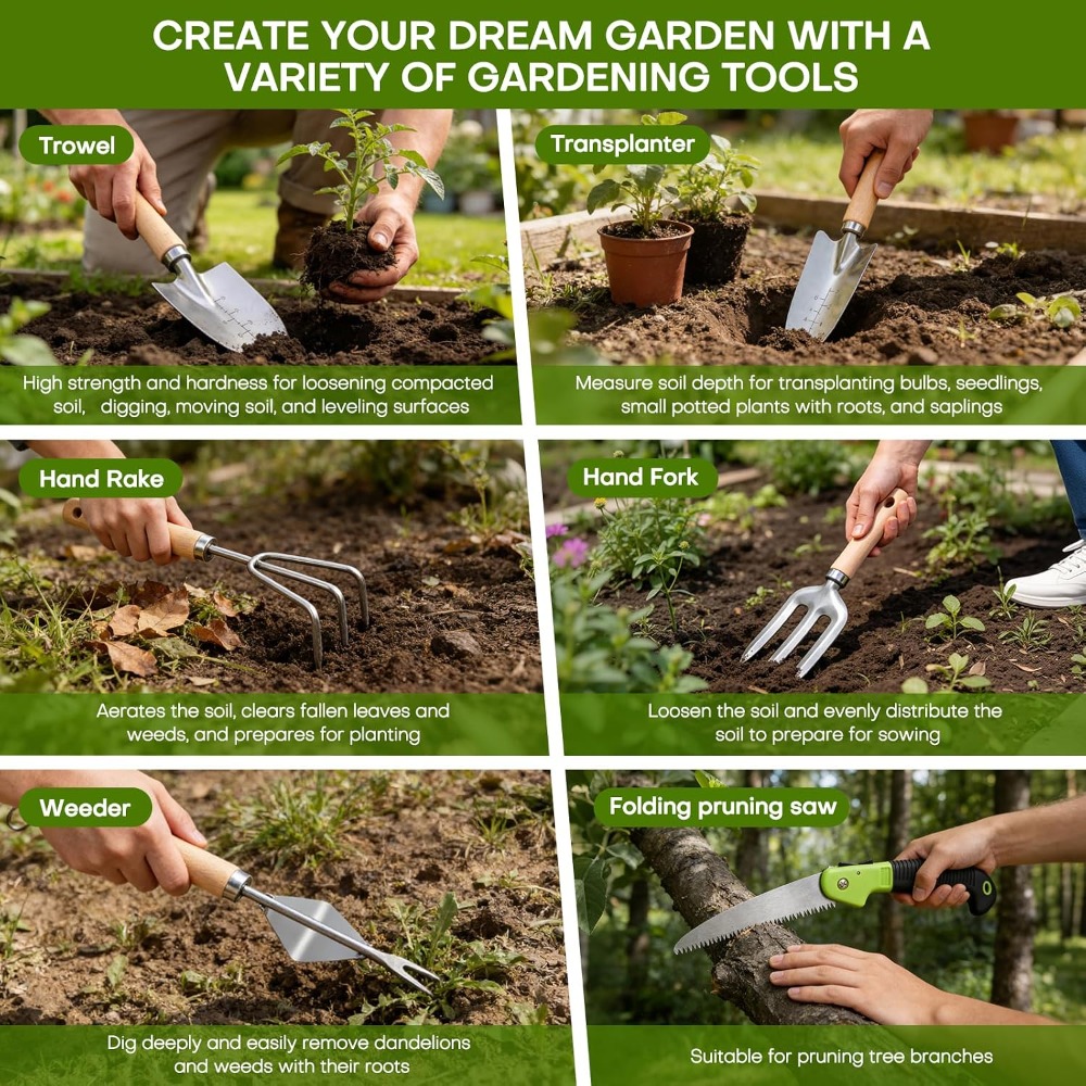 Complete 62-Piece Garden Tool  - огляд і ціна Gardening Tools Knife